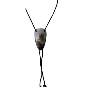 Natural Horn Bolo Tie with Gold Emblem Western Cowboy Festival